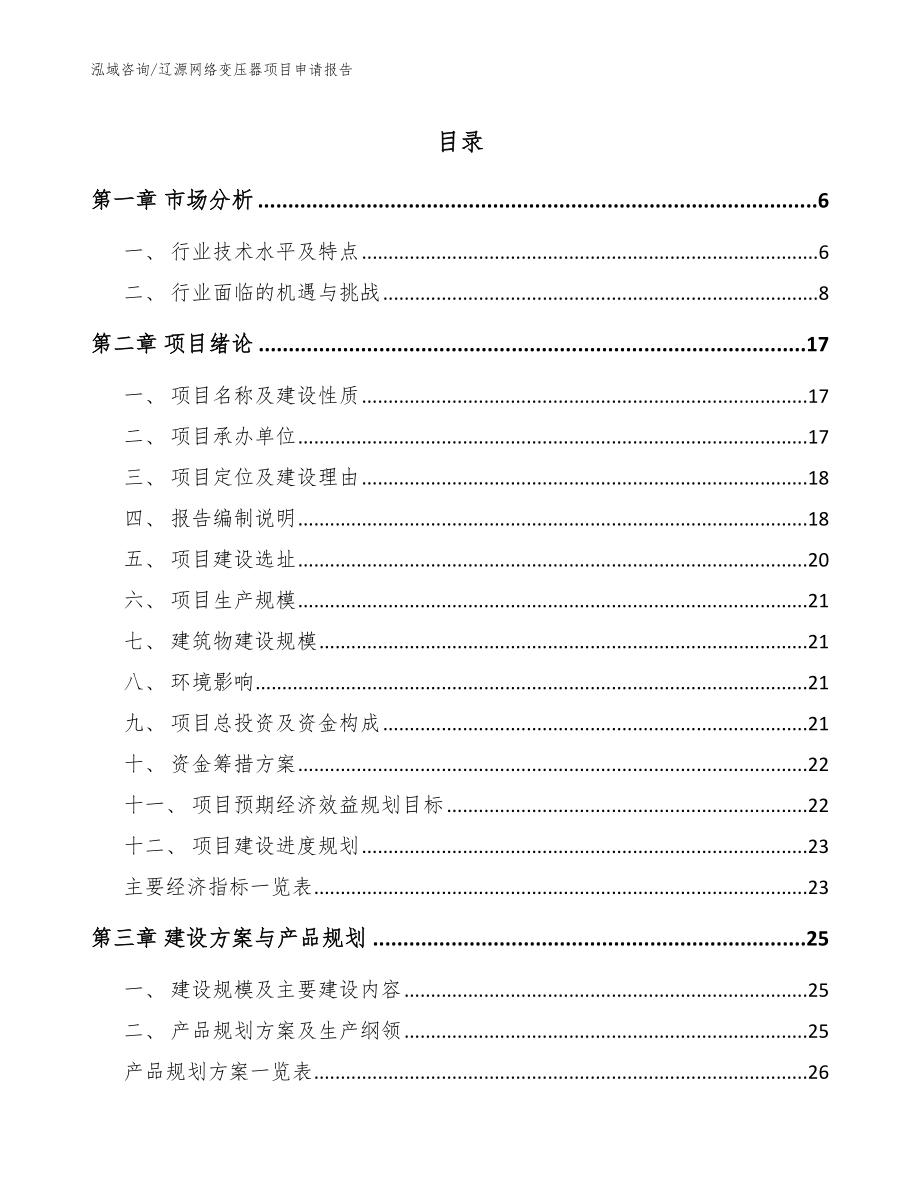 辽源网络变压器项目申请报告_模板范文_第1页