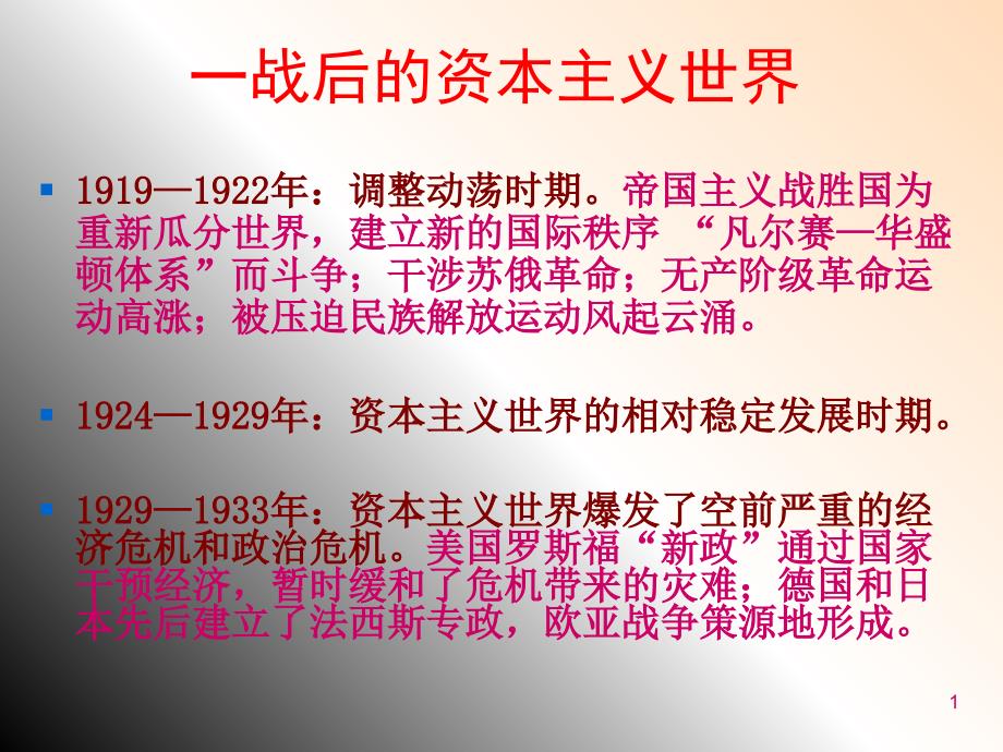 1929-1933年资本主义经济危机PPT优秀课件_第1页