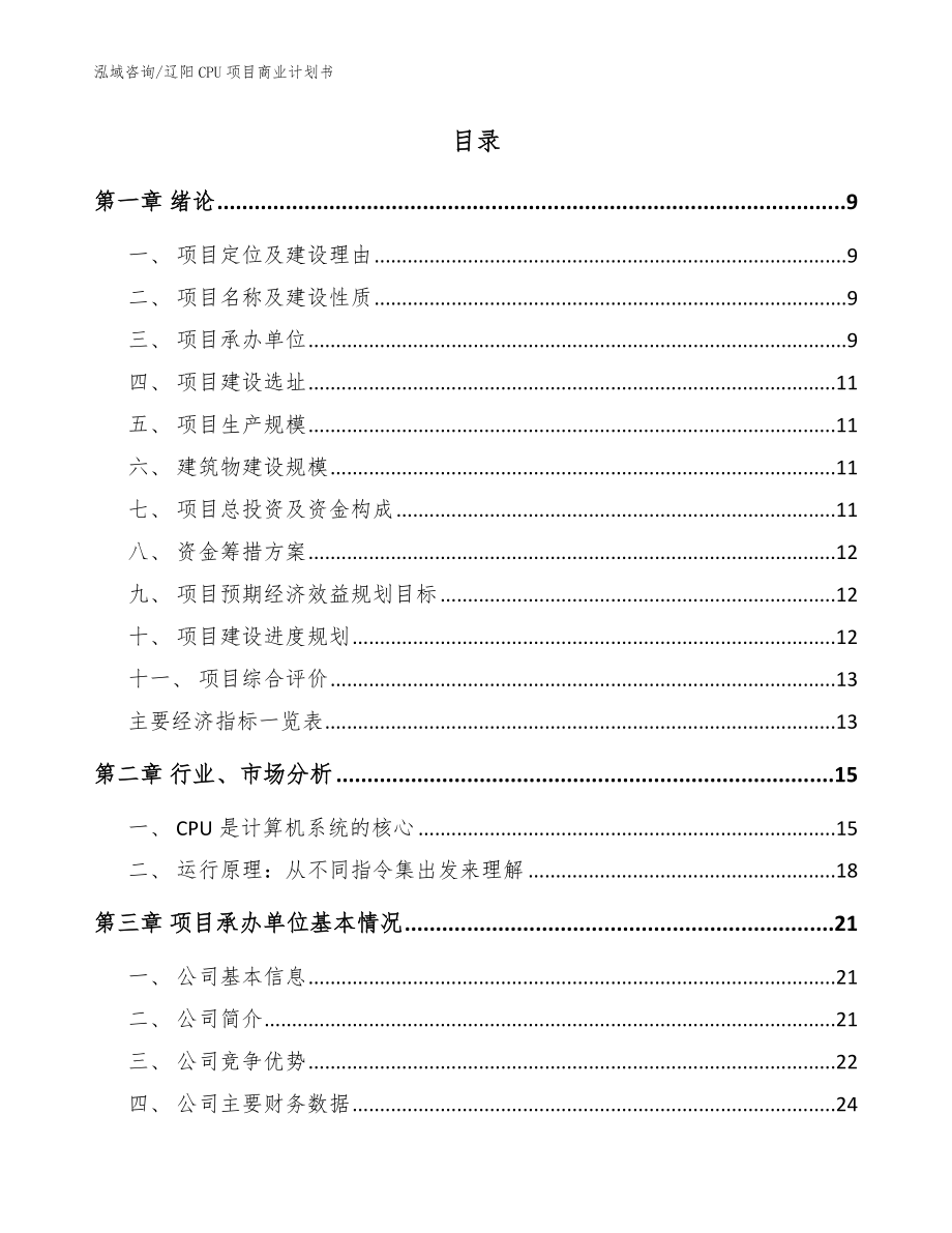 辽阳CPU项目商业计划书_模板范文_第2页