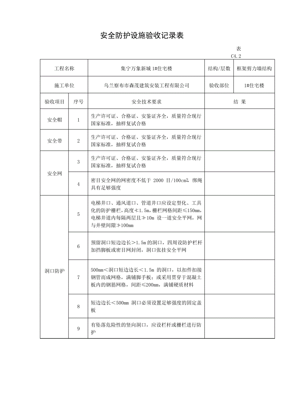 安全防护设施验收记录表_第1页