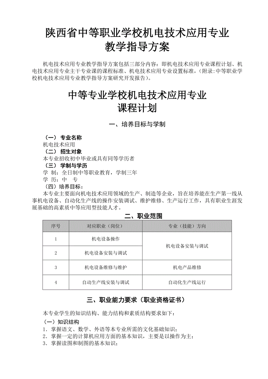 陕西中等职业学校机电技术应用专业_第1页