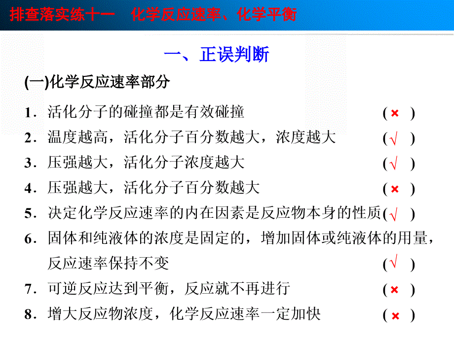 排查落实练十一化学反应速率化学平衡课堂PPT_第3页