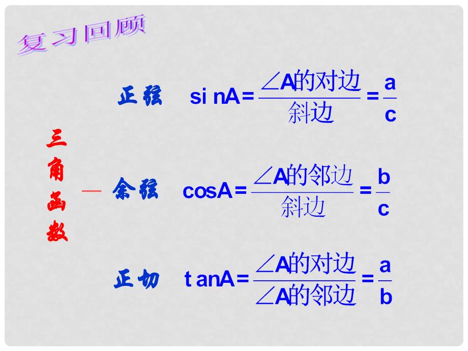 江苏省苏州高新区第二中学九年级数学下册 7.2 正弦余弦课件2 （新版）苏科版_第2页