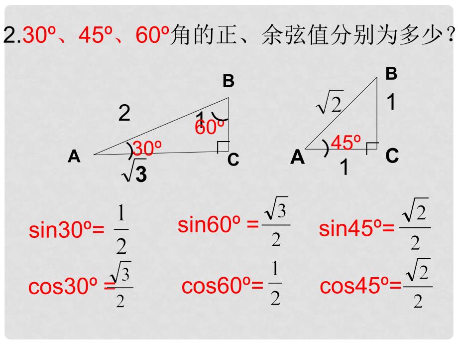 江苏省苏州高新区第二中学九年级数学下册 7.2 正弦余弦课件2 （新版）苏科版_第3页