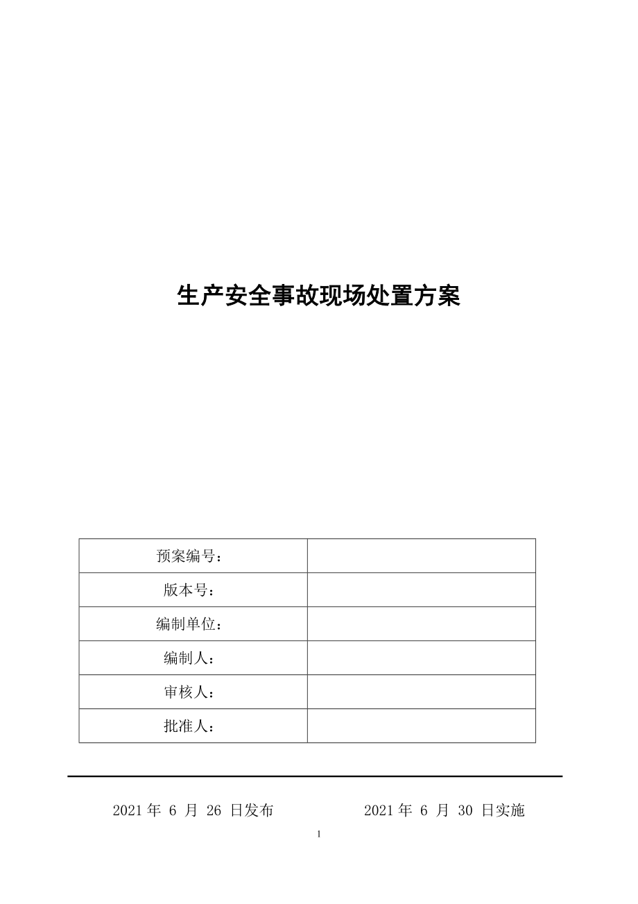 有限空间事故现场应急处置方案参考模板范本_第1页