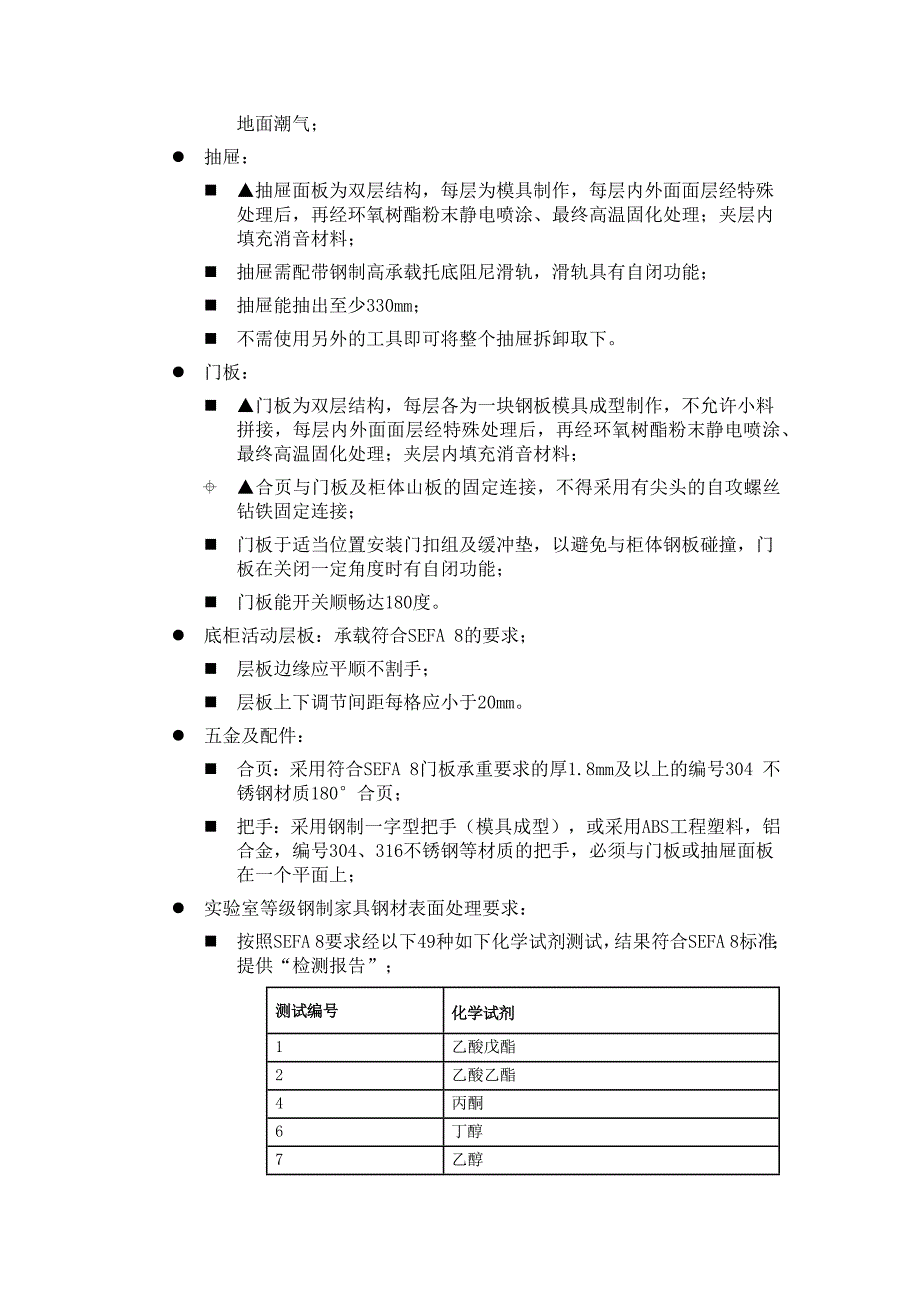 实验室专用家具及配套设施的材质和规格要求参考模板范本_第2页