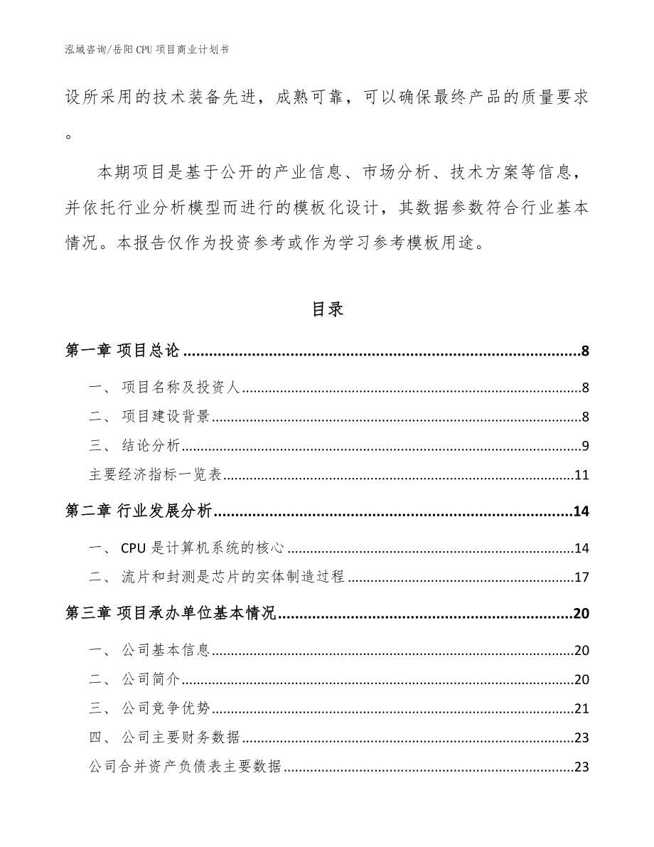 岳阳CPU项目商业计划书范文模板_第3页