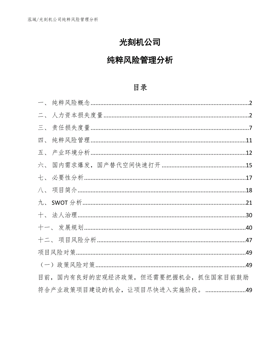 光刻机公司纯粹风险管理分析_第1页