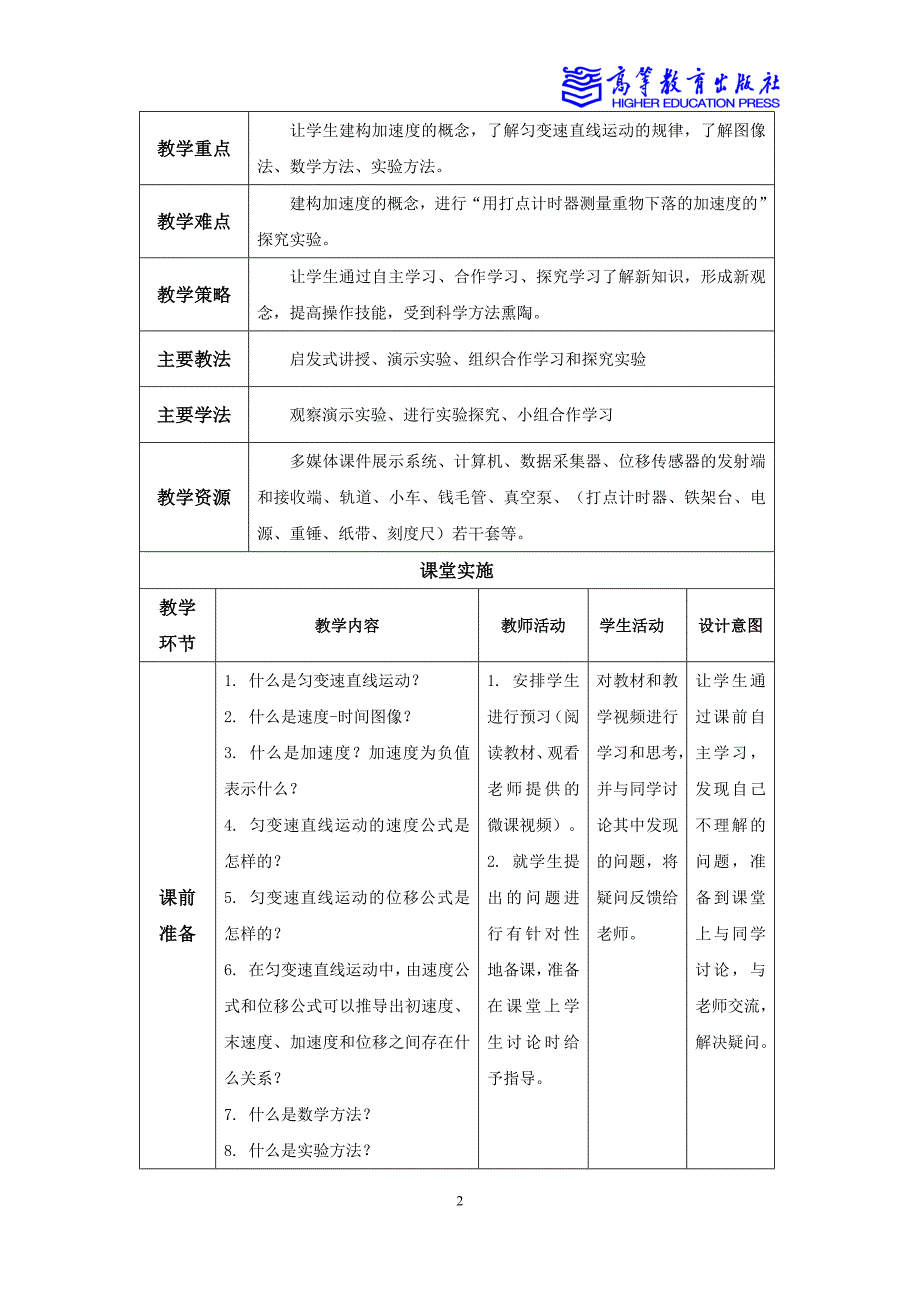 高教版中职物理（通用类）电子教案102第二节匀变速直线运动_第2页