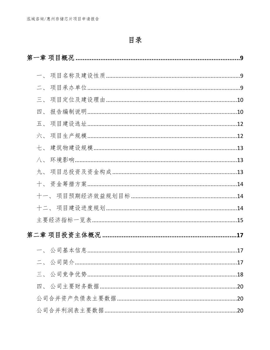 惠州存储芯片项目申请报告_第2页