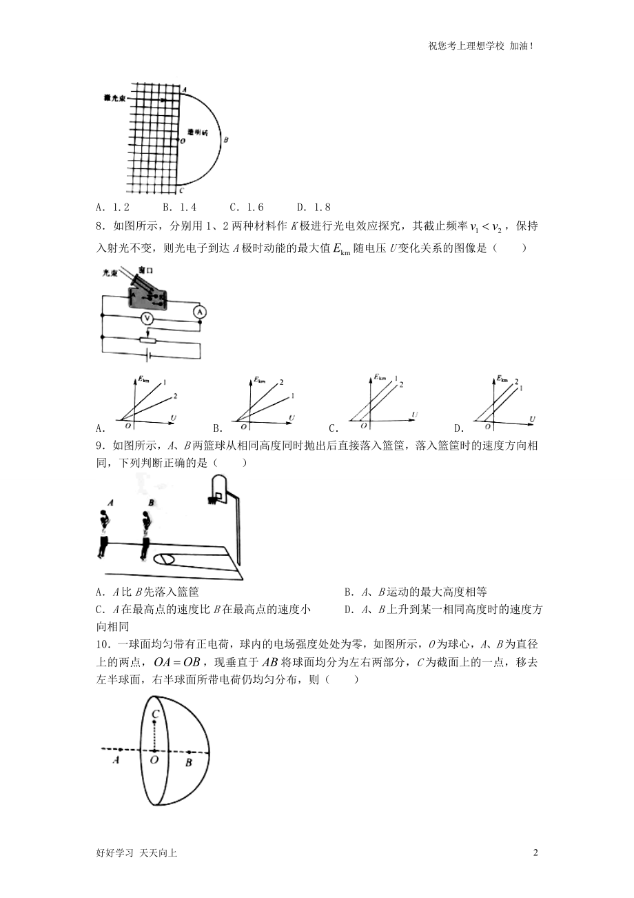 2021年江苏普通高中学业水平选择性考试物理真题及答案_第2页