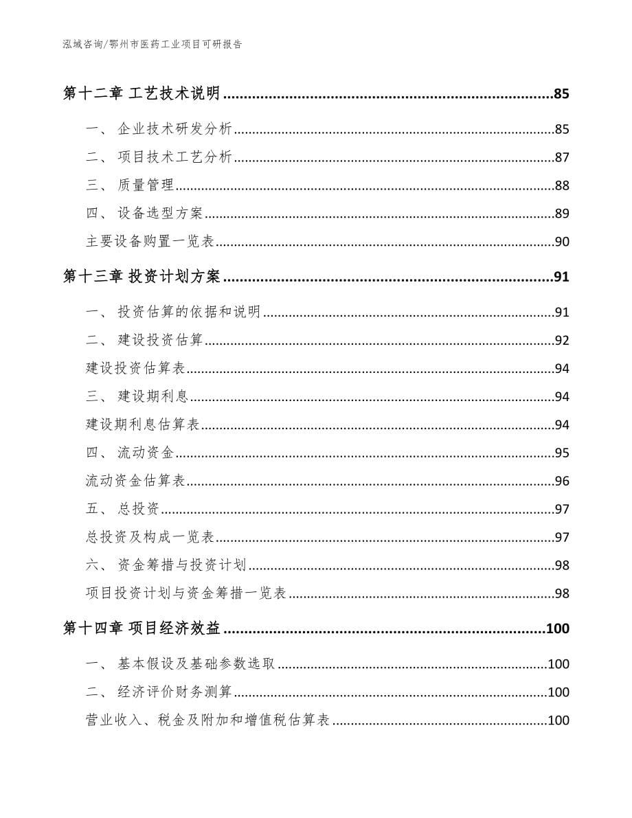 鄂州市医药工业项目可研报告_第5页