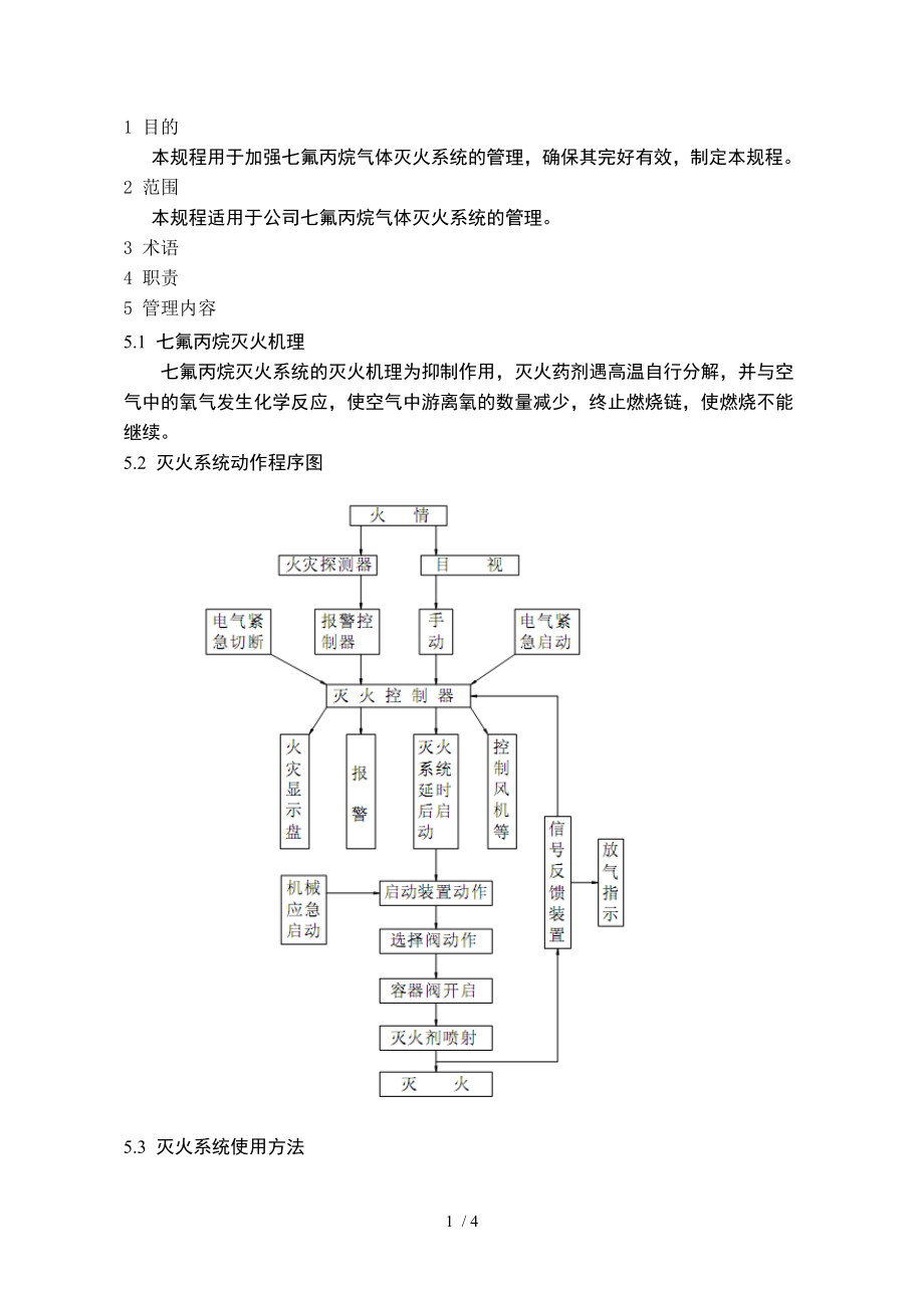 七氟丙烷气体灭火系统操作规程参考模板范本_第1页