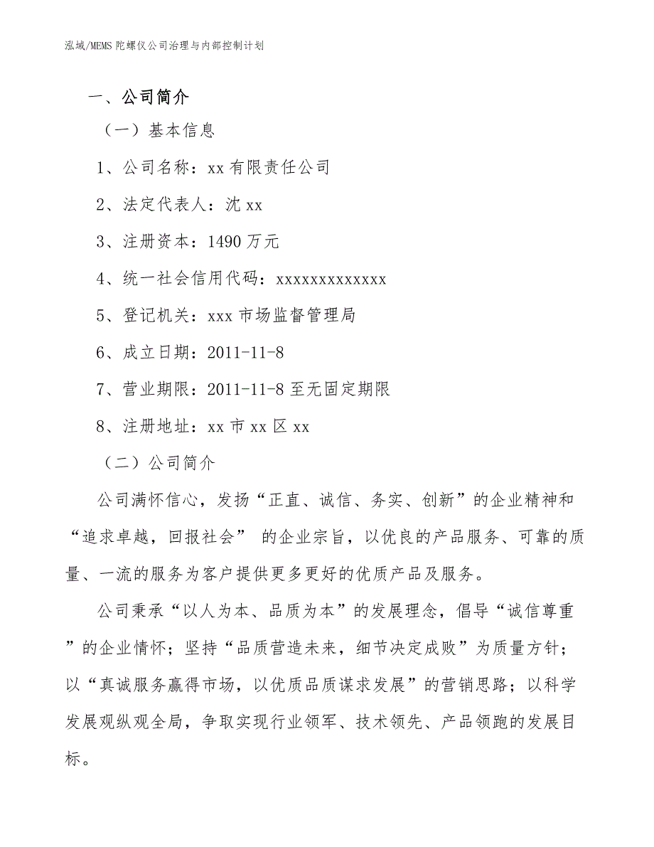 MEMS陀螺仪公司治理与内部控制计划_参考_第4页