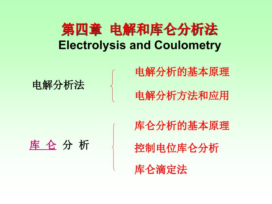 四章电解和库仑分析法ElectrolysisandCoulometry_第1页