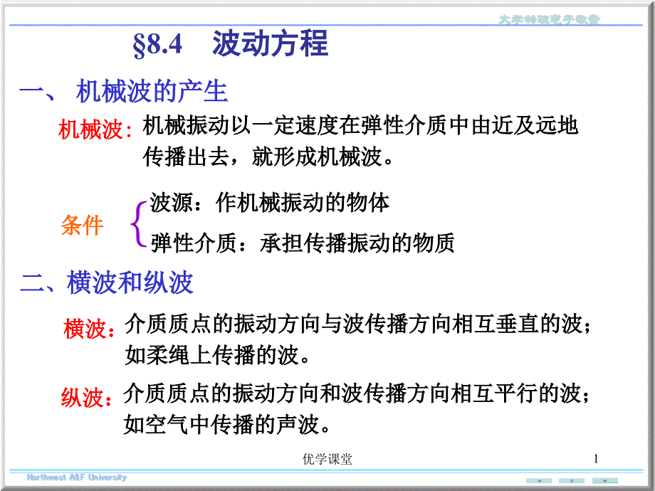 大学物理波动方程【教学内容】_第1页