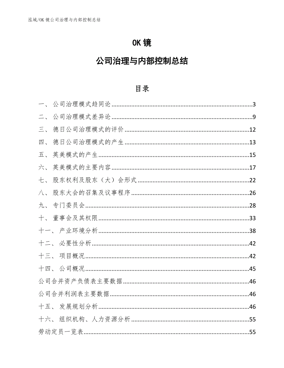 OK镜公司治理与内部控制总结_第1页