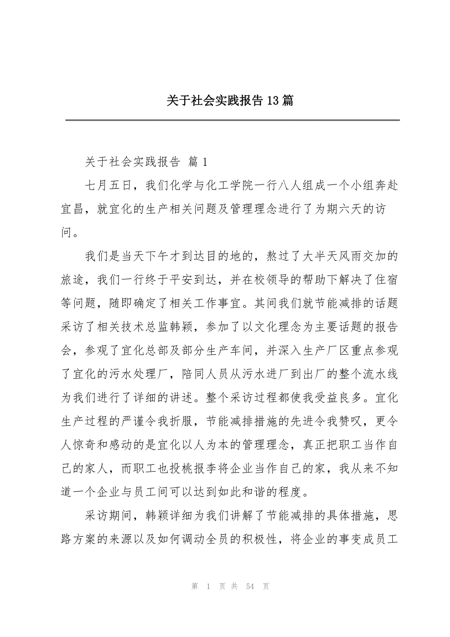 关于社会实践报告13篇_第1页