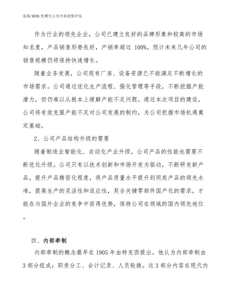 MEMS陀螺仪公司内部控制评估【参考】_第5页