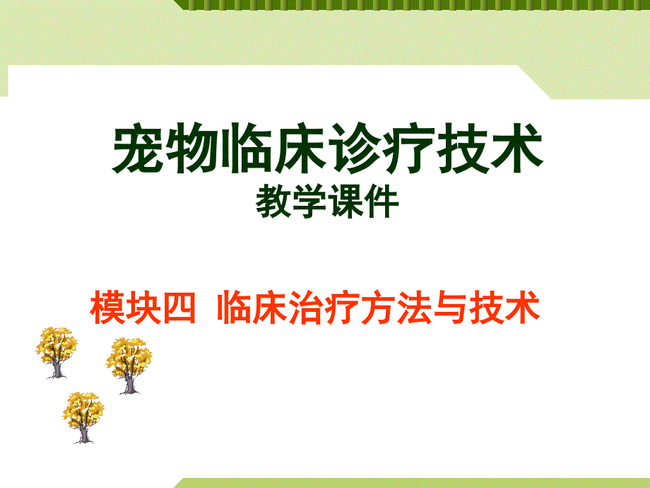 宠物临床诊疗技术PPT课件(共9章)08临床治疗方法与技术1_第1页