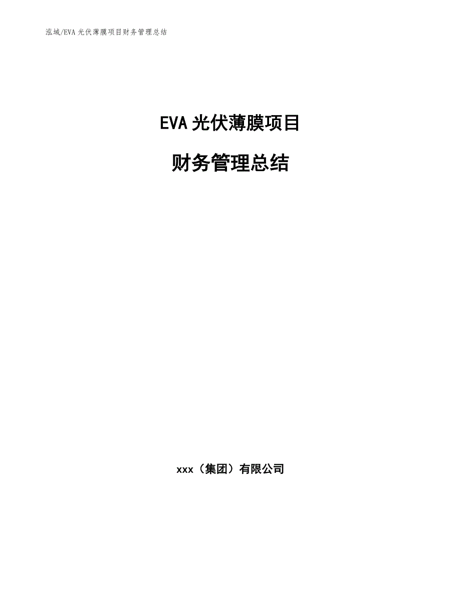 EVA光伏薄膜项目财务管理总结（参考）_第1页