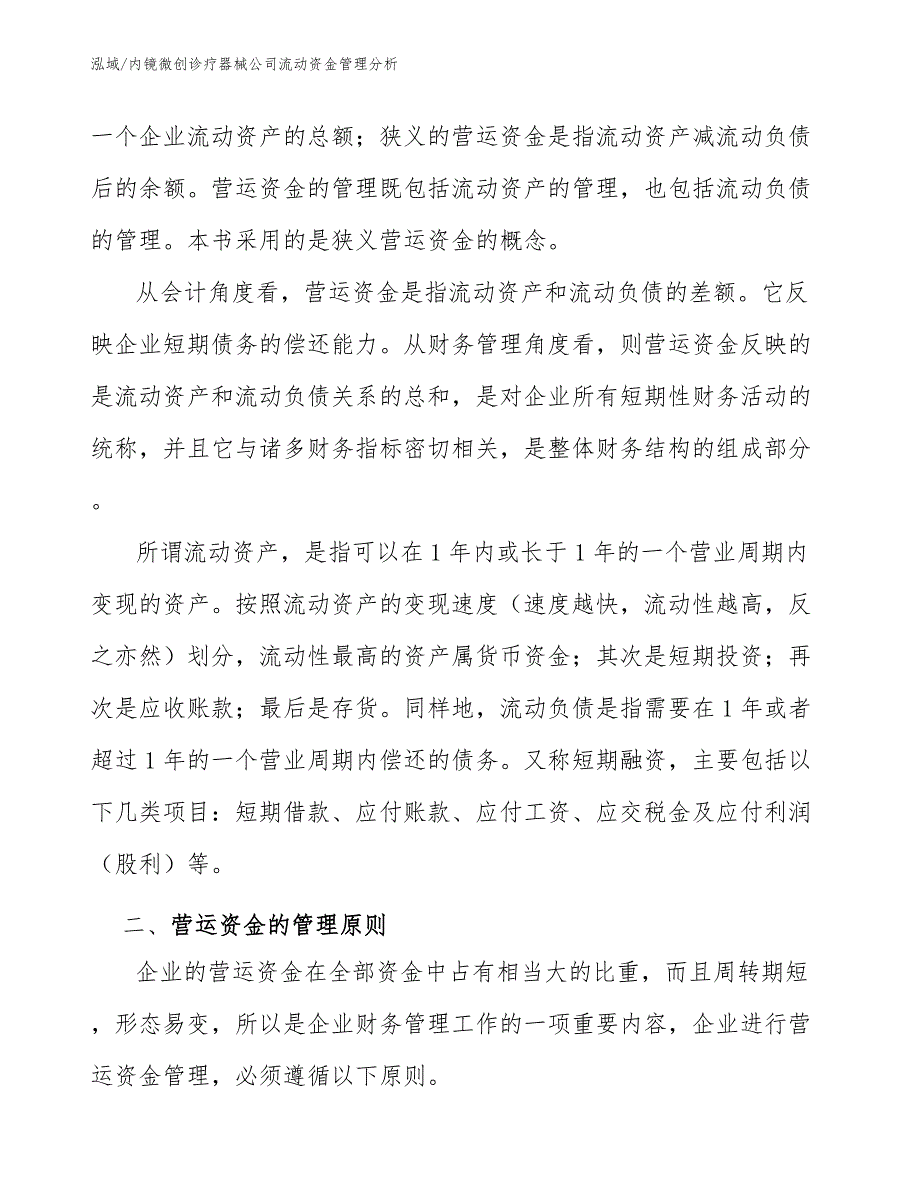 内镜微创诊疗器械公司流动资金管理分析_第3页