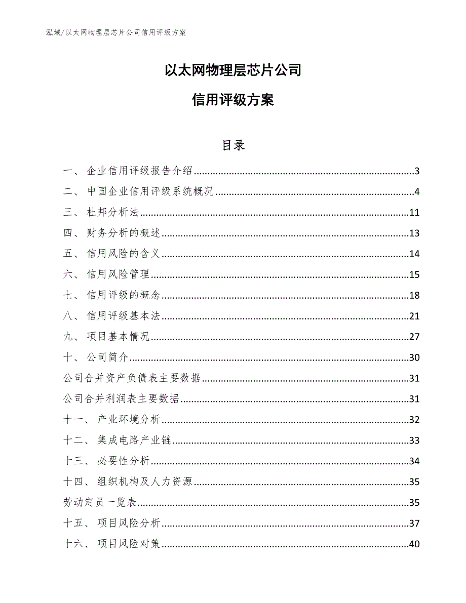 以太网物理层芯片公司信用评级方案（参考）_第1页