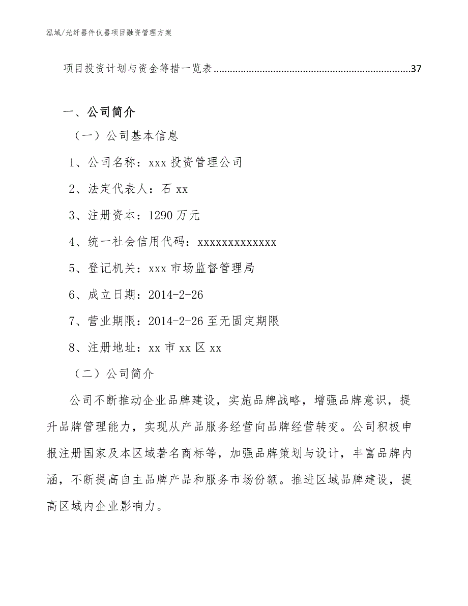 光纤器件仪器项目融资管理方案（参考）_第2页