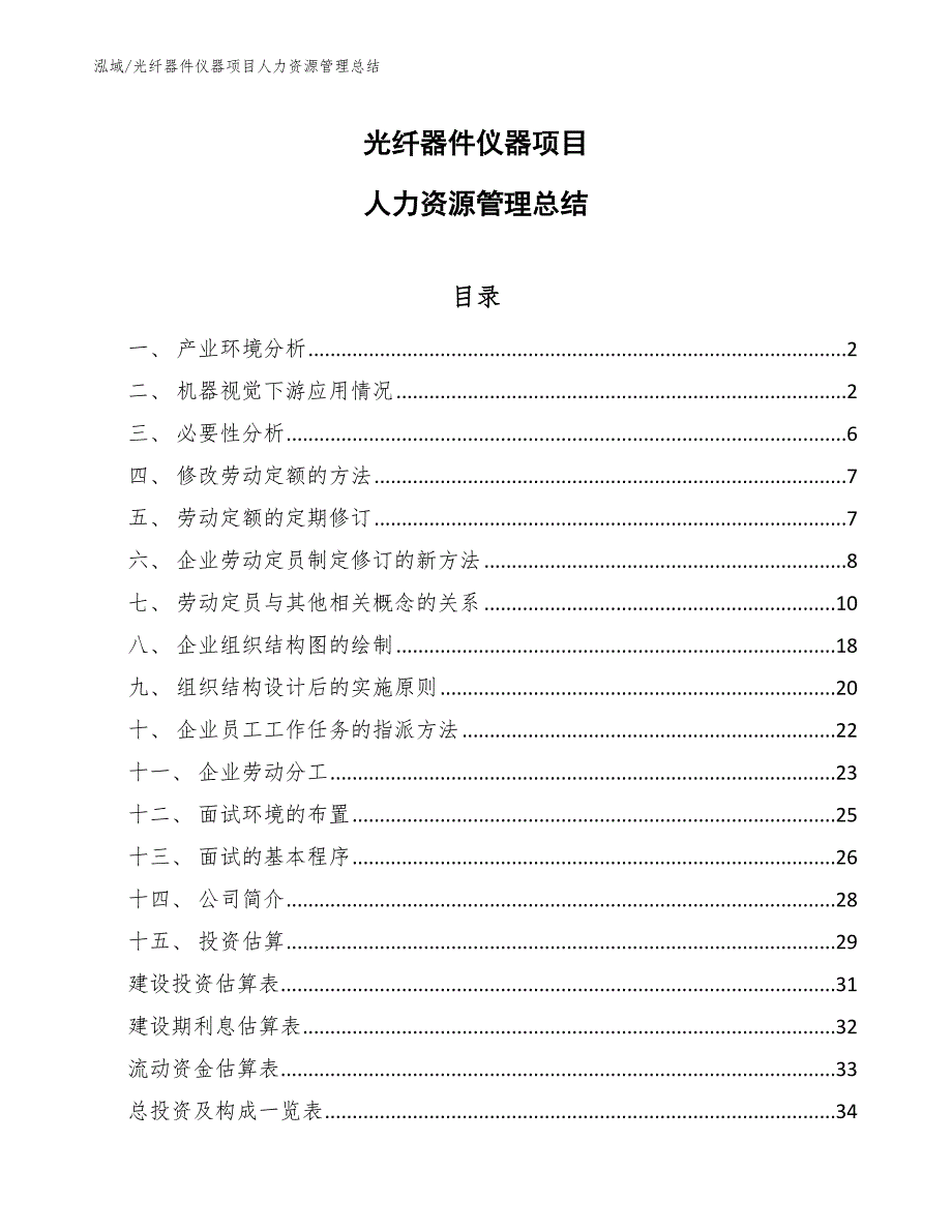 光纤器件仪器项目人力资源管理总结_第1页