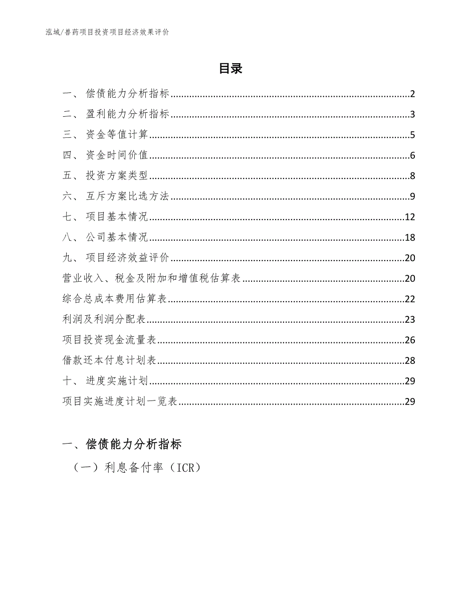 兽药项目投资项目经济效果评价【范文】_第2页