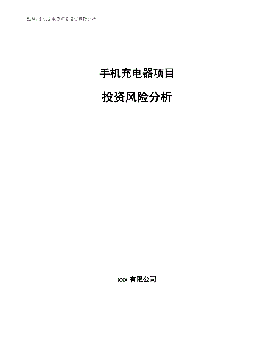 手机充电器项目投资风险分析【参考】_第1页