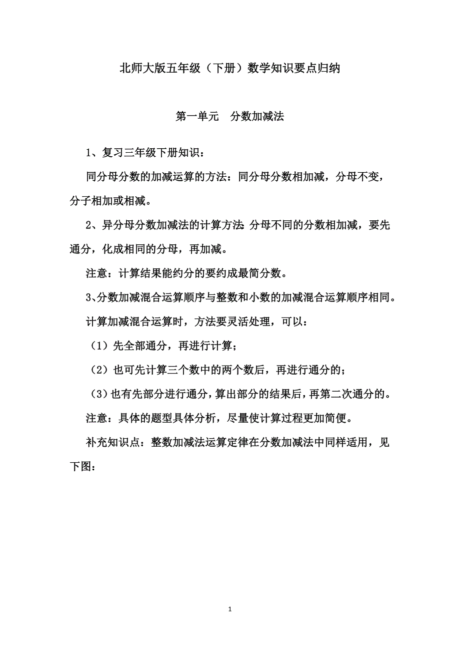 北师大版小学数学五年级下册知识点归纳总结_第1页