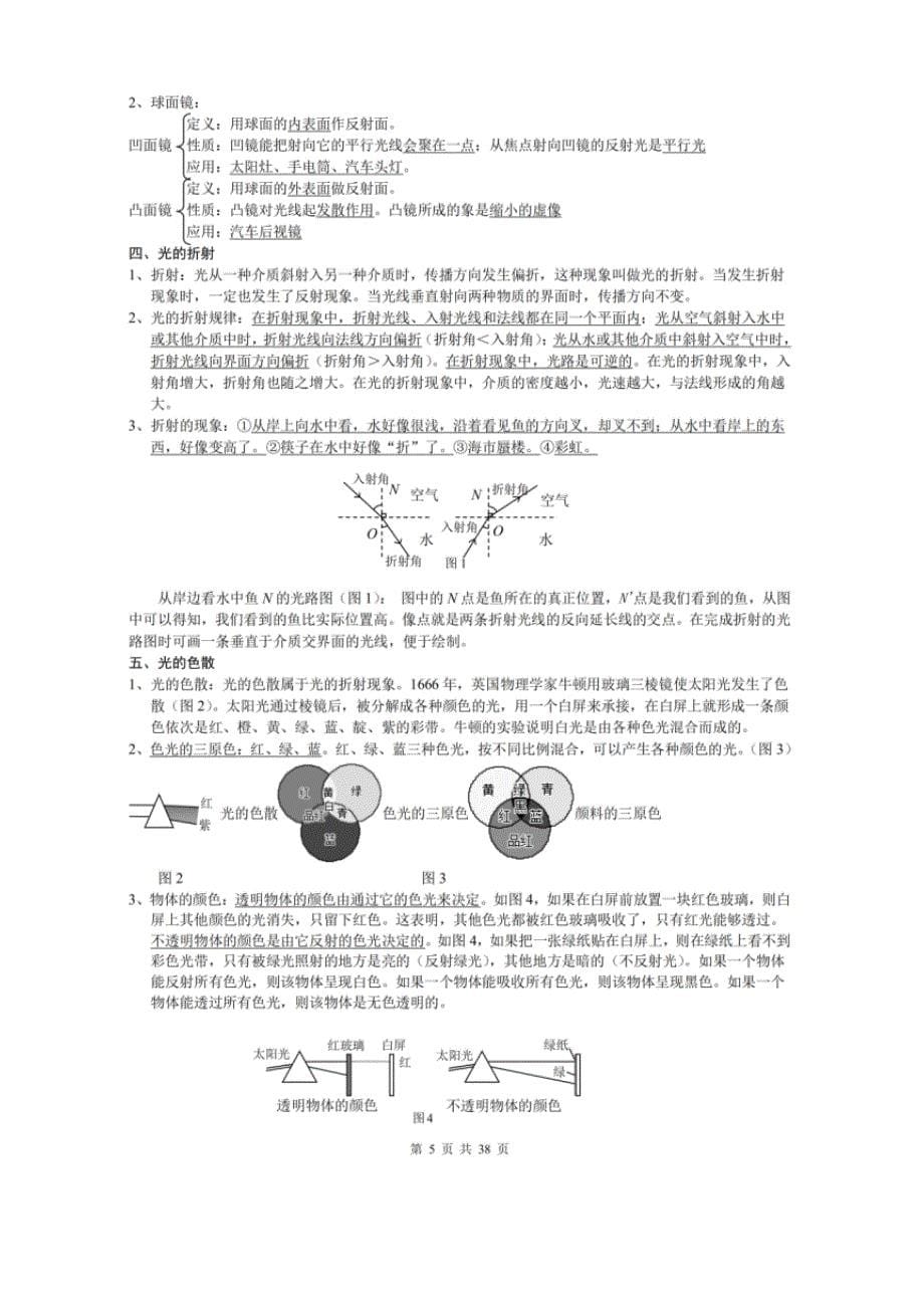 2020年中考物理必考知识点总结,初中物理知识归纳总结人教版(打印版)_第5页