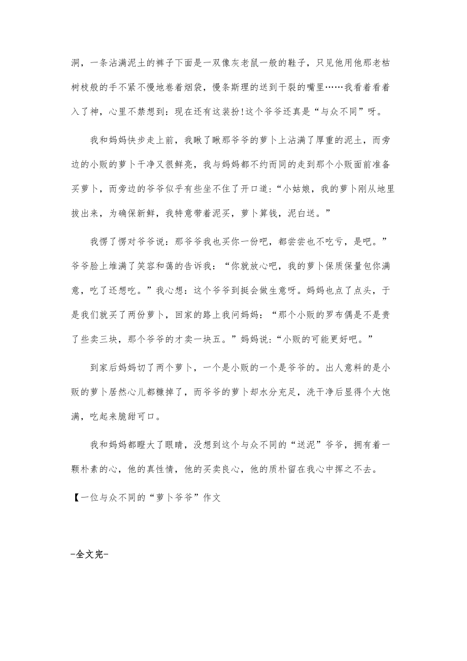 一位与众不同的萝卜爷爷作文_第2页