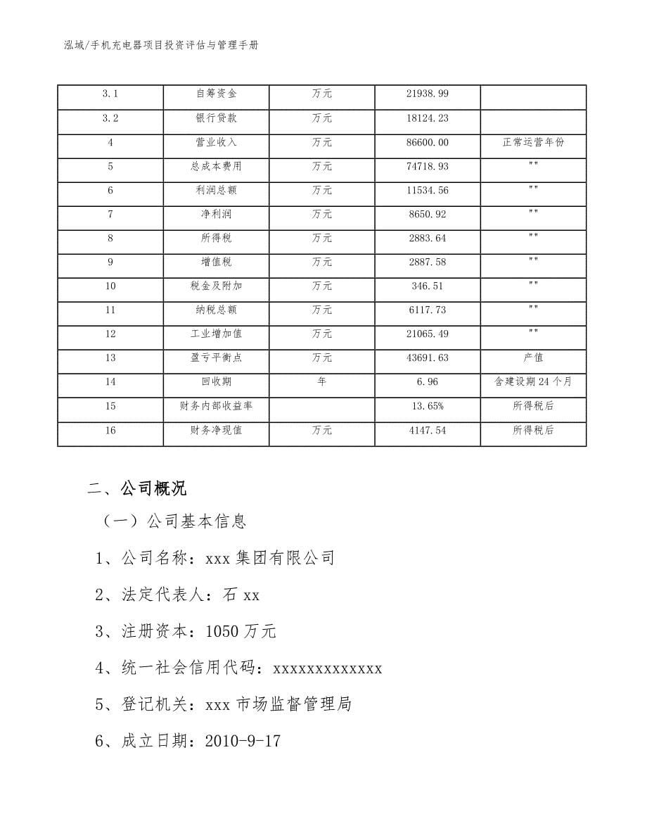 手机充电器项目投资评估与管理手册（范文）_第5页