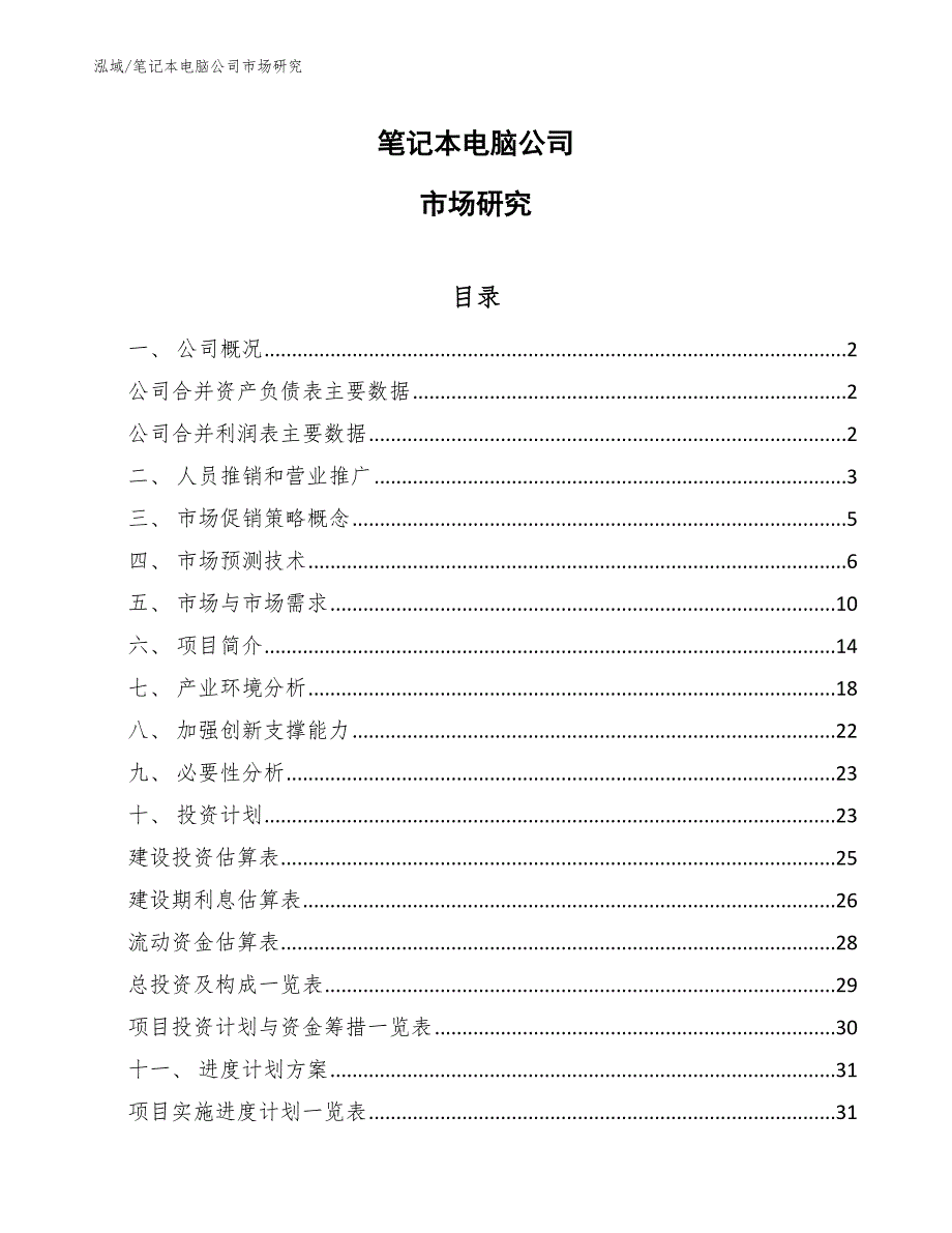 笔记本电脑公司市场研究_第1页