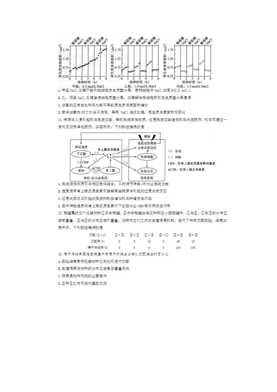 22年湖南高考生物真题及答案解析_第5页