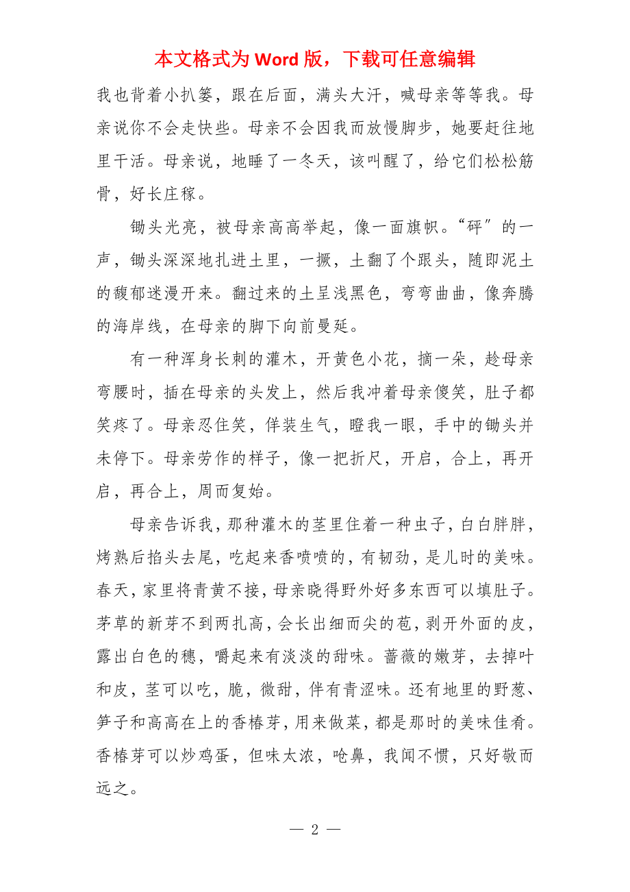 故乡的春天经典抒情散文故乡抒情散文_第2页