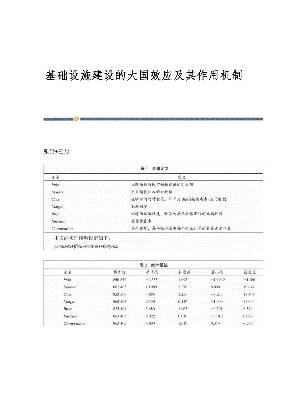 基础设施建设的大国效应及其作用机制_第1页