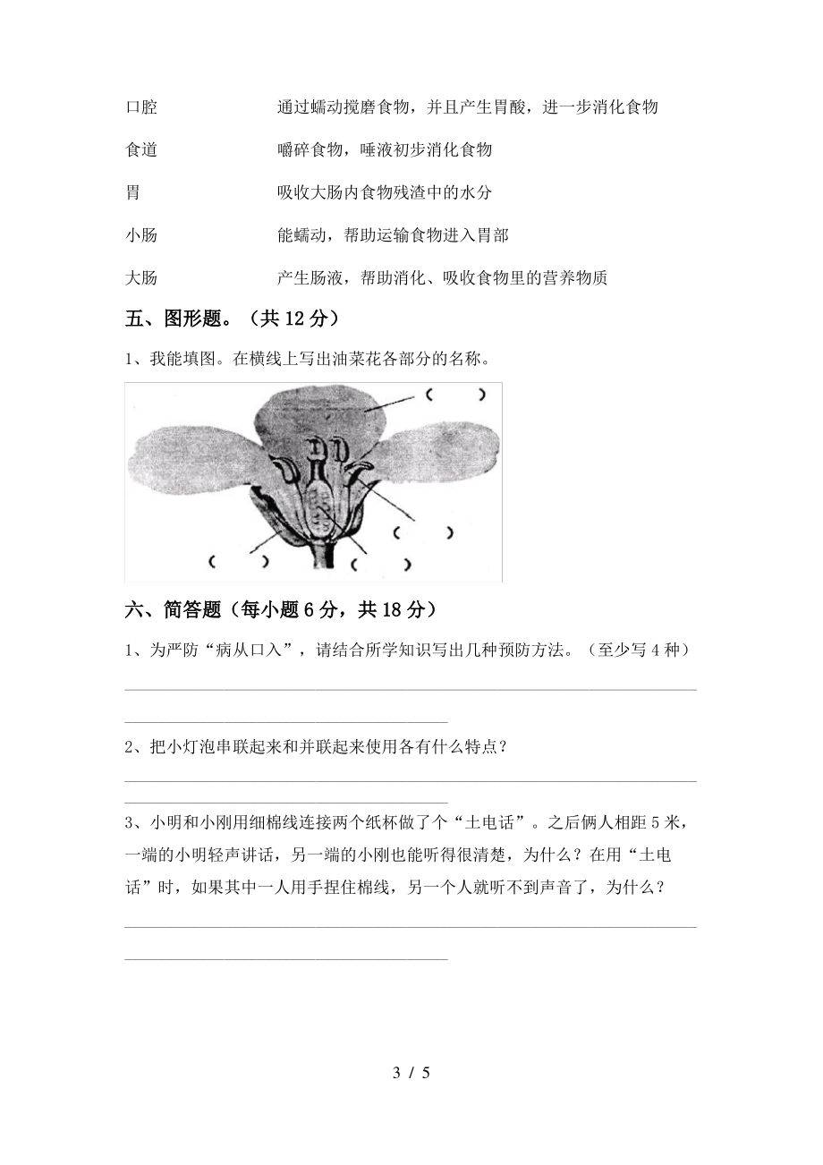 教科版四年级科学上册期中考试(审定版)_第3页