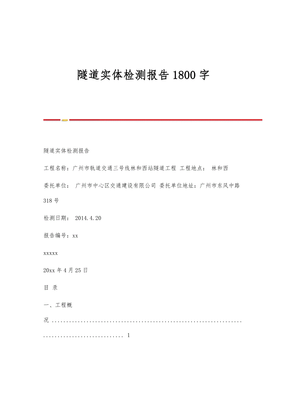 隧道实体检测报告1800字_第1页