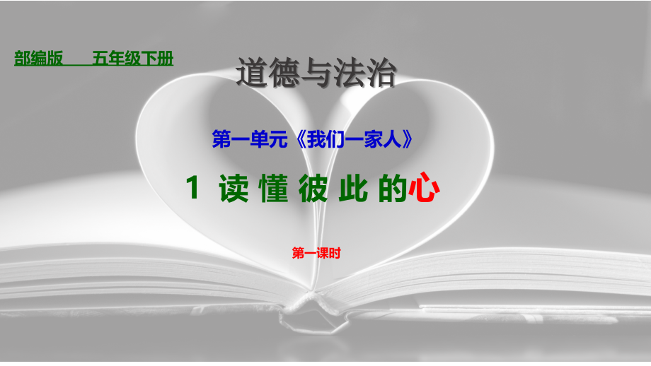 五年级下册道德与法治：1读懂彼此的心-精讲ppt课件-2020人教部编道法改版_第1页