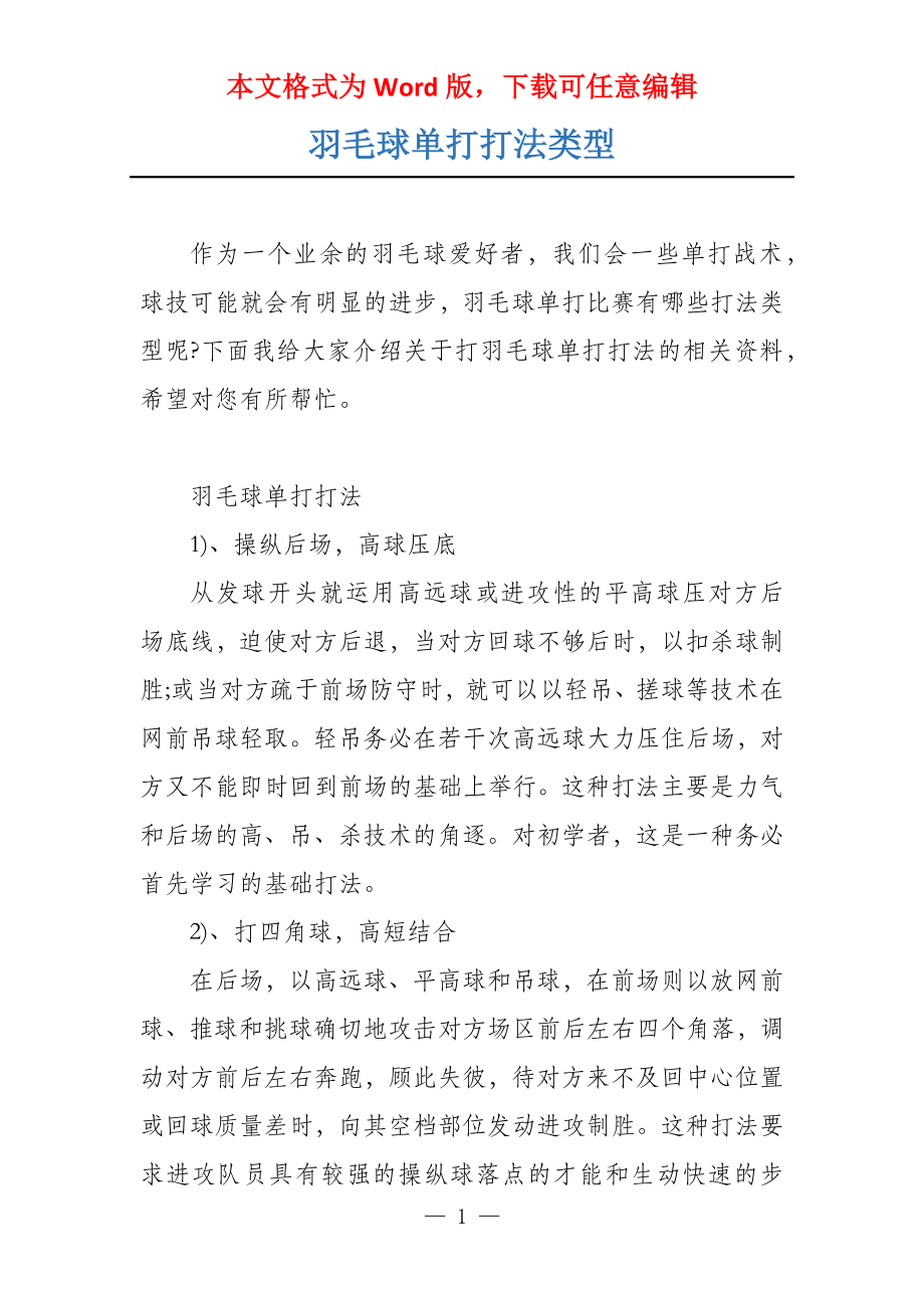 羽毛球单打打法类型_第1页