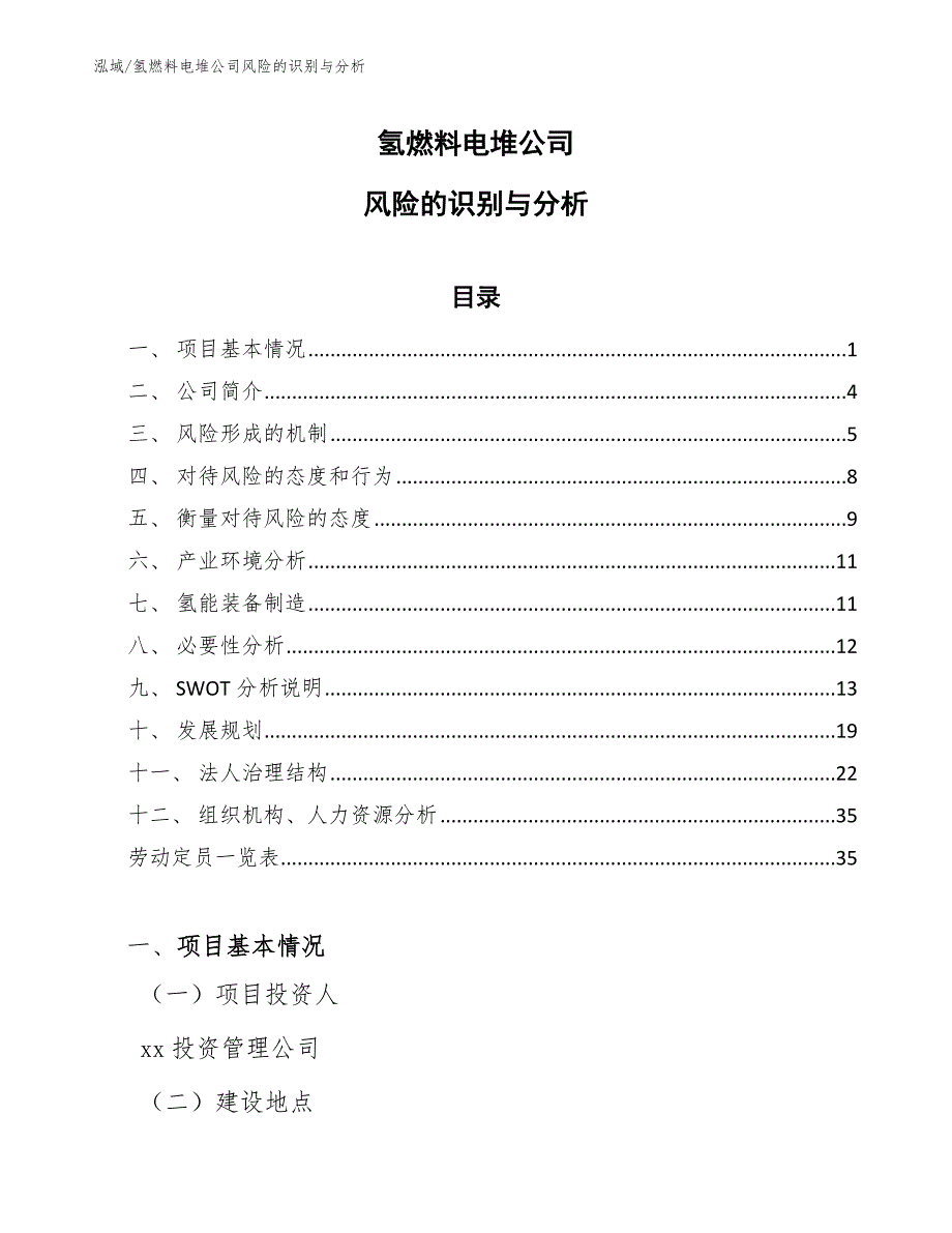 氢燃料电堆公司风险的识别与分析_第1页