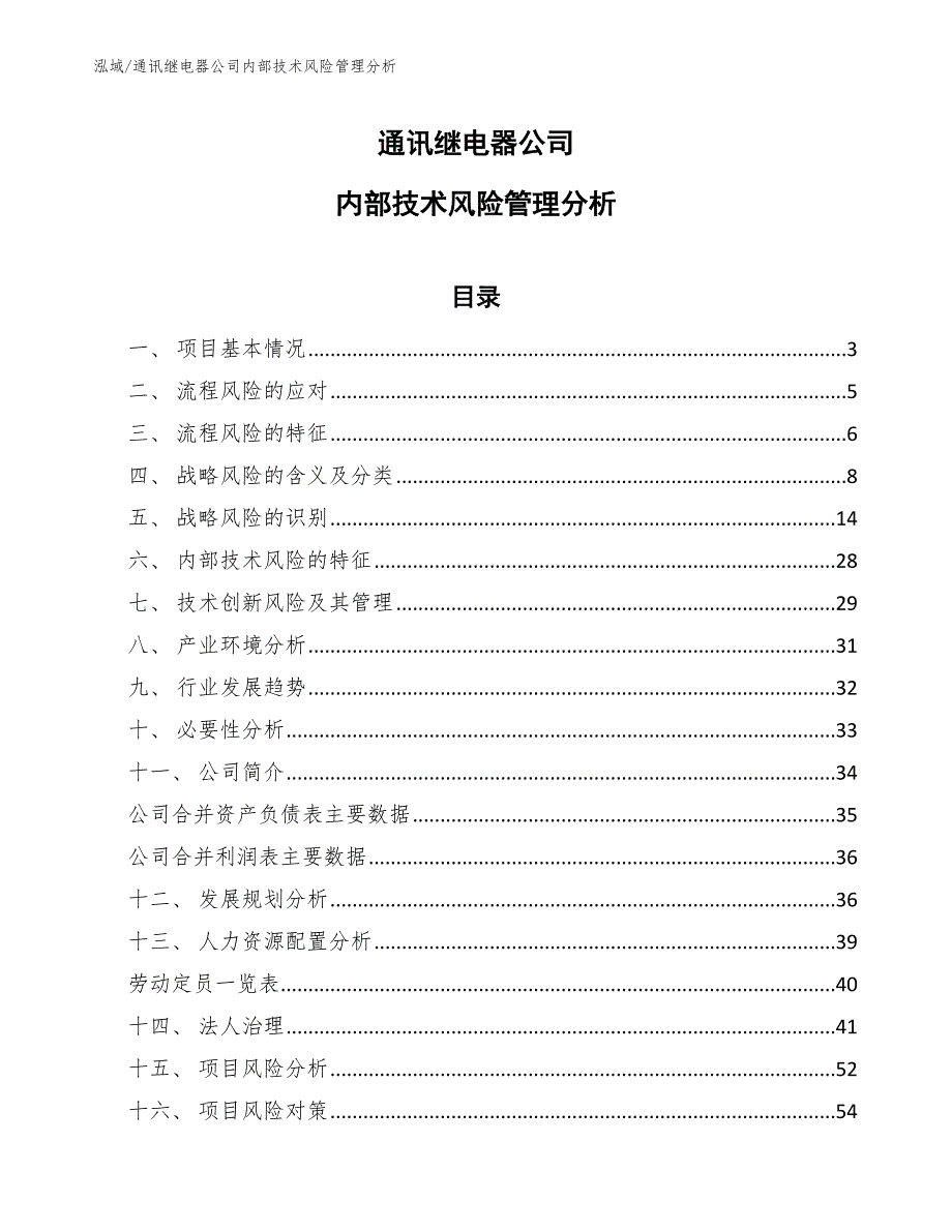 通讯继电器公司内部技术风险管理分析_参考_第1页