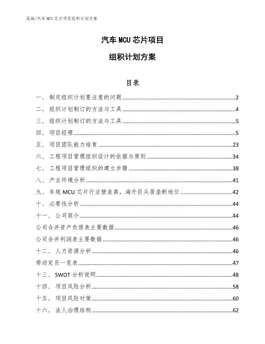 汽车MCU芯片项目组积计划方案【参考】_第1页