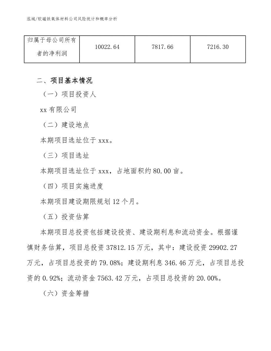 软磁铁氧体材料公司风险统计和概率分析_参考_第5页