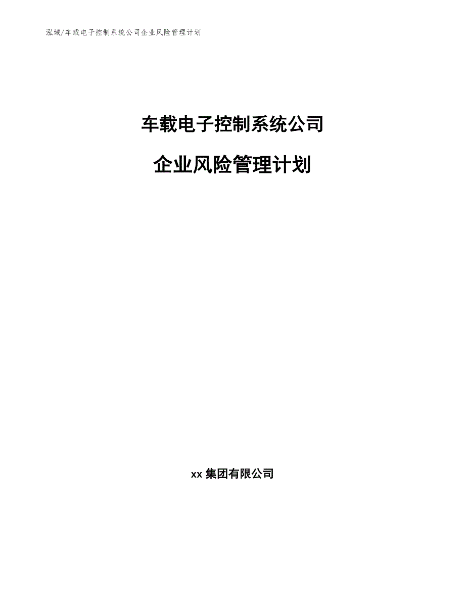 车载电子控制系统公司企业风险管理计划_范文_第1页