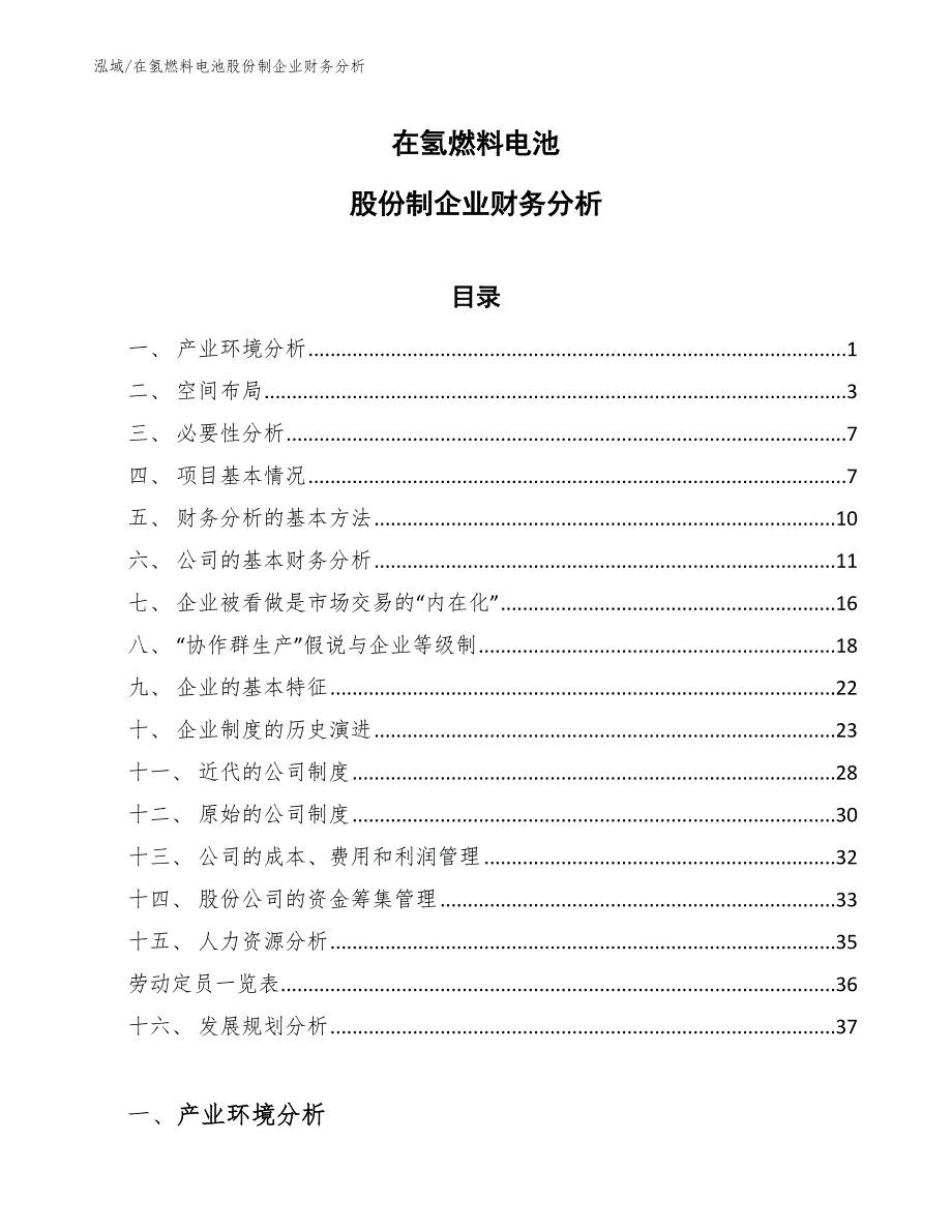 在氢燃料电池股份制企业财务分析_参考_第1页