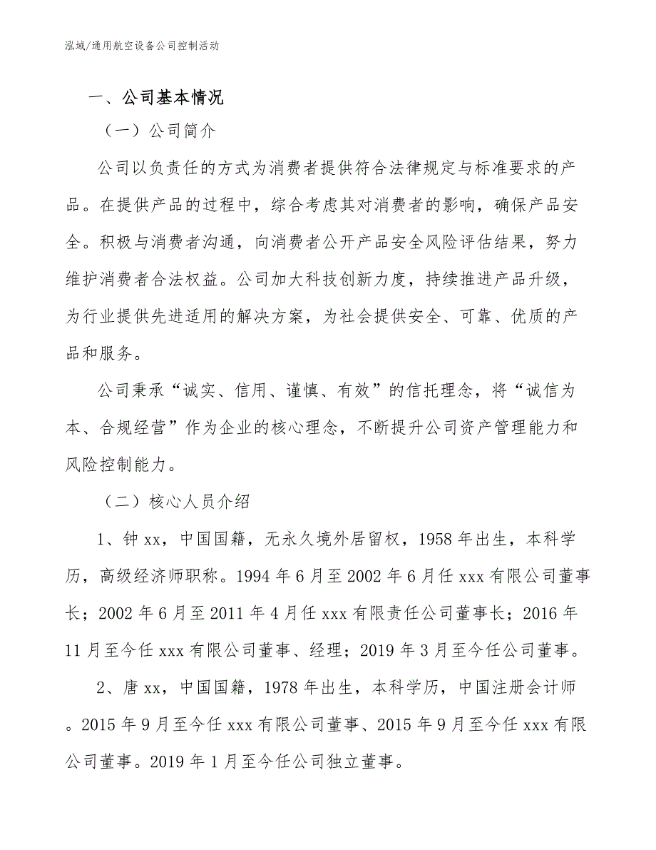 通用航空设备公司控制活动（范文）_第2页